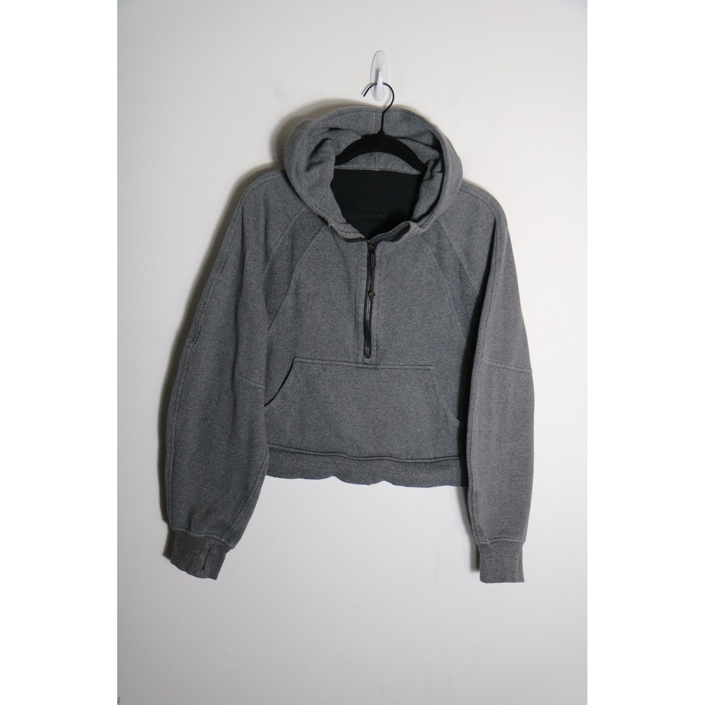 Lululemon Scuba Oversized Half Zip Cropped Hoodie Womens Medium Large Gray